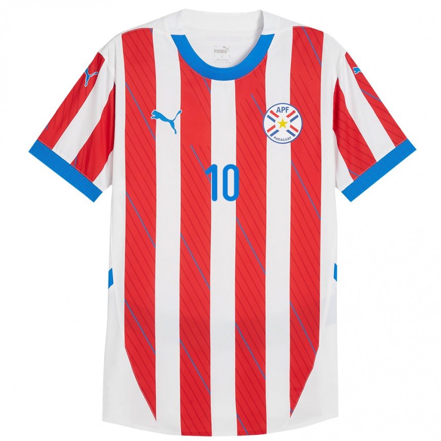 Kids Football Paraguay Wílder Viera #10 White Red Home Jersey 24-26 T-Shirt Canada