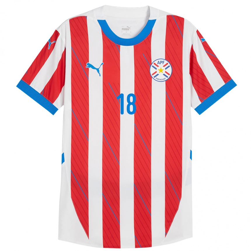 Kids Football Paraguay Daniel Rivas #18 White Red Home Jersey 24-26 T-Shirt Canada