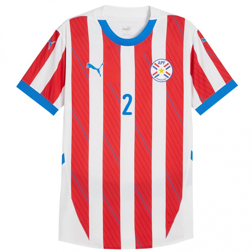 Kids Football Paraguay Robert Rojas #2 White Red Home Jersey 24-26 T-Shirt Canada