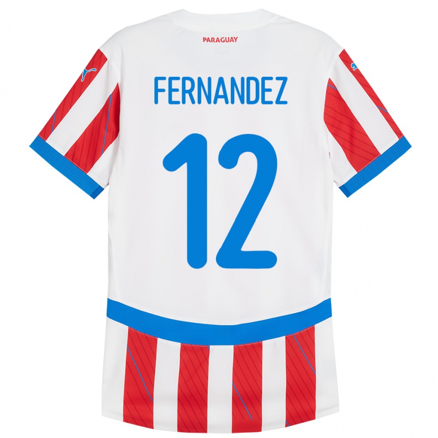 Kids Football Paraguay Gatito Fernández #12 White Red Home Jersey 24-26 T-Shirt Canada