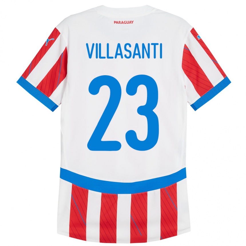 Kids Football Paraguay Mathías Villasanti #23 White Red Home Jersey 24-26 T-Shirt Canada