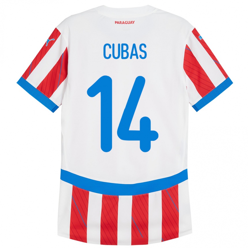 Kids Football Paraguay Andrés Cubas #14 White Red Home Jersey 24-26 T-Shirt Canada