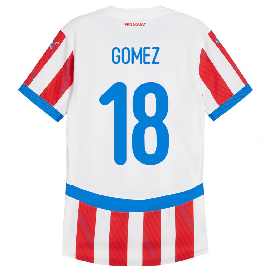 Kids Football Paraguay Diego Gómez #18 White Red Home Jersey 24-26 T-Shirt Canada