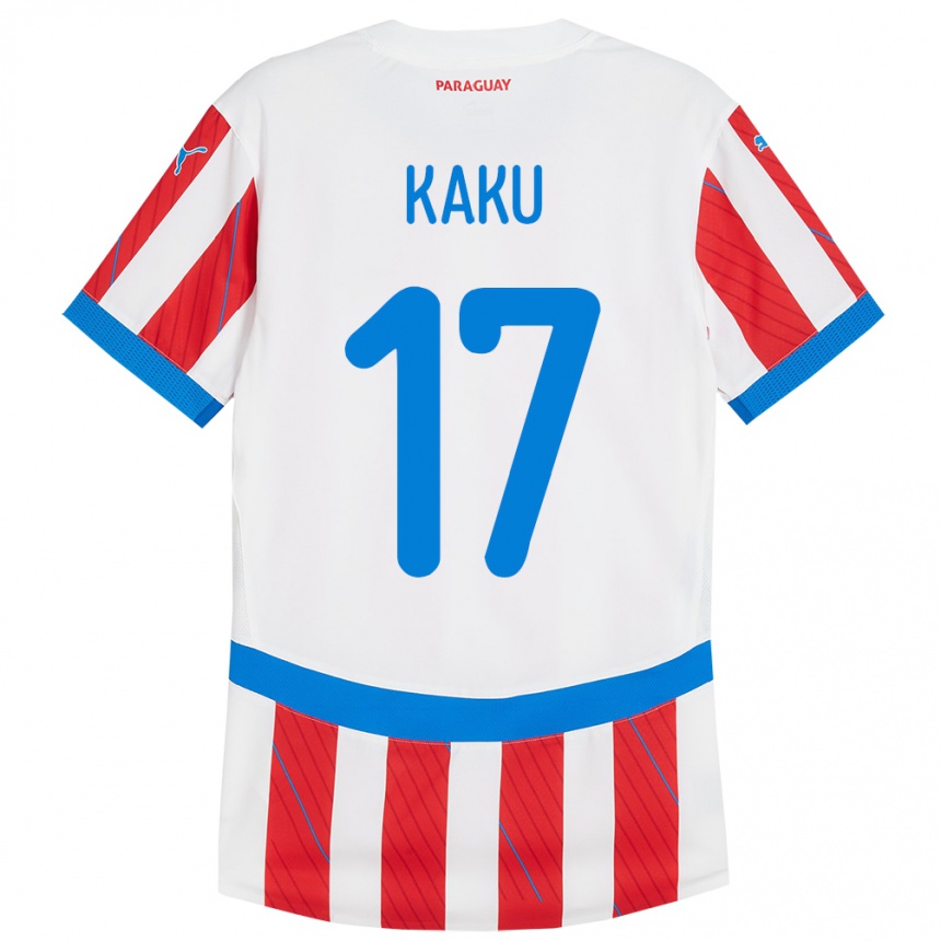 Kids Football Paraguay Kaku #17 White Red Home Jersey 24-26 T-Shirt Canada