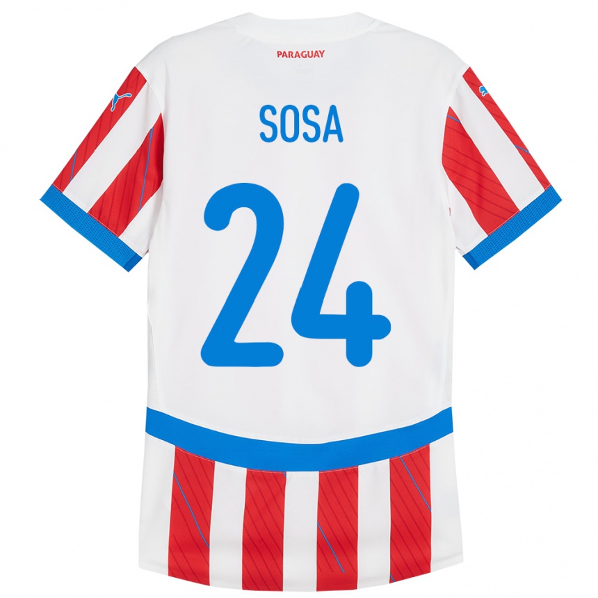 Kids Football Paraguay Ramón Sosa #24 White Red Home Jersey 24-26 T-Shirt Canada