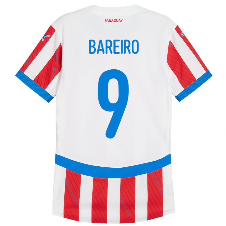 Kids Football Paraguay Adam Bareiro #9 White Red Home Jersey 24-26 T-Shirt Canada