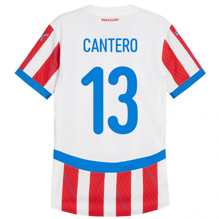 Kids Football Paraguay Alexis Cantero #13 White Red Home Jersey 24-26 T-Shirt Canada