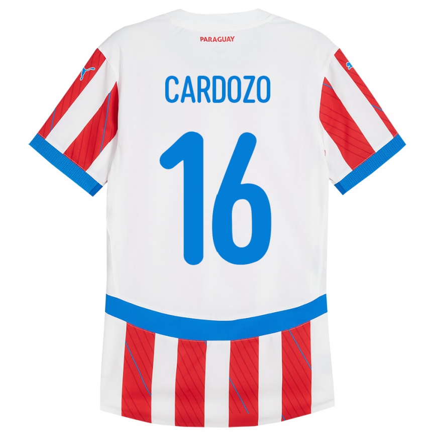 Kids Football Paraguay Juan Cardozo #16 White Red Home Jersey 24-26 T-Shirt Canada