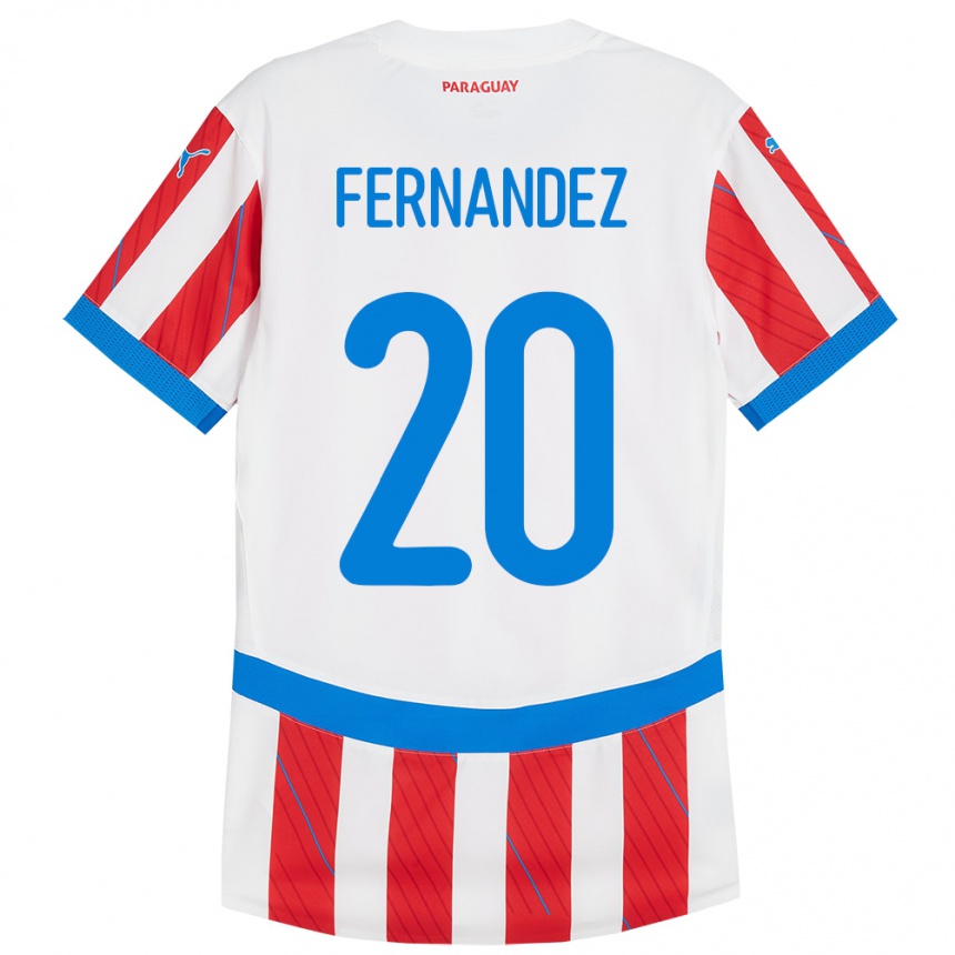 Kids Football Paraguay Marcelo Fernández #20 White Red Home Jersey 24-26 T-Shirt Canada