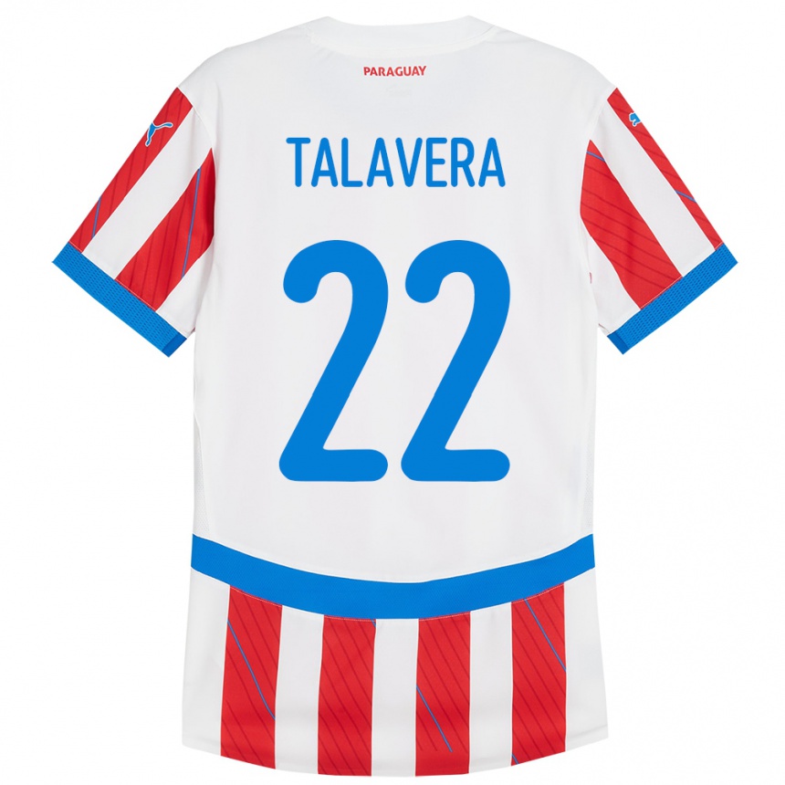 Kids Football Paraguay Javier Talavera #22 White Red Home Jersey 24-26 T-Shirt Canada