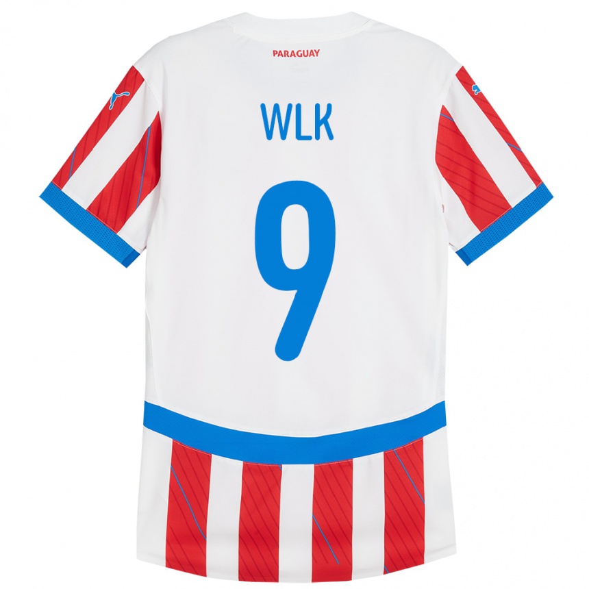 Kids Football Paraguay Allan Wlk #9 White Red Home Jersey 24-26 T-Shirt Canada