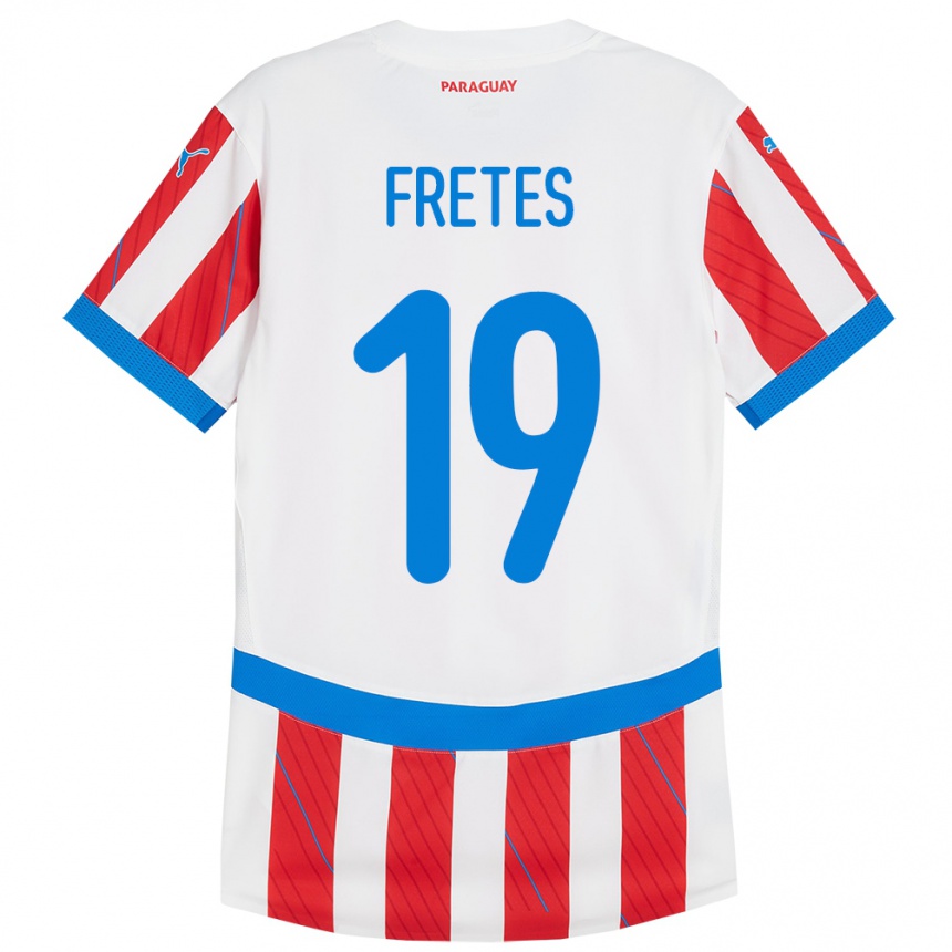 Kids Football Paraguay Alexis Fretes #19 White Red Home Jersey 24-26 T-Shirt Canada