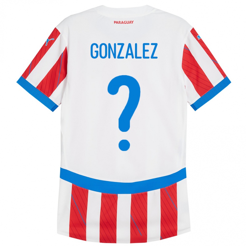 Kids Football Paraguay Antonio González #0 White Red Home Jersey 24-26 T-Shirt Canada