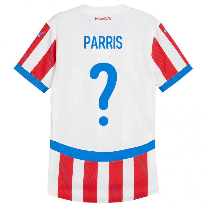 Kids Football Paraguay Mattías Parris #0 White Red Home Jersey 24-26 T-Shirt Canada