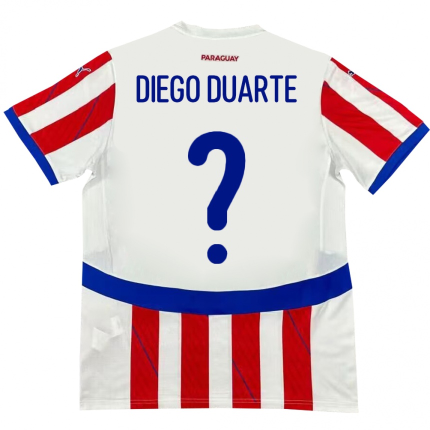 Kids Football Paraguay Diego Duarte #0 White Red Home Jersey 24-26 T-Shirt Canada