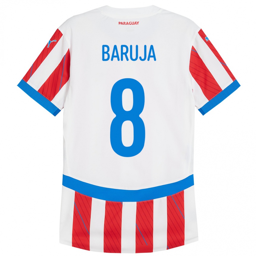 Kids Football Paraguay Fabrizio Baruja #8 White Red Home Jersey 24-26 T-Shirt Canada