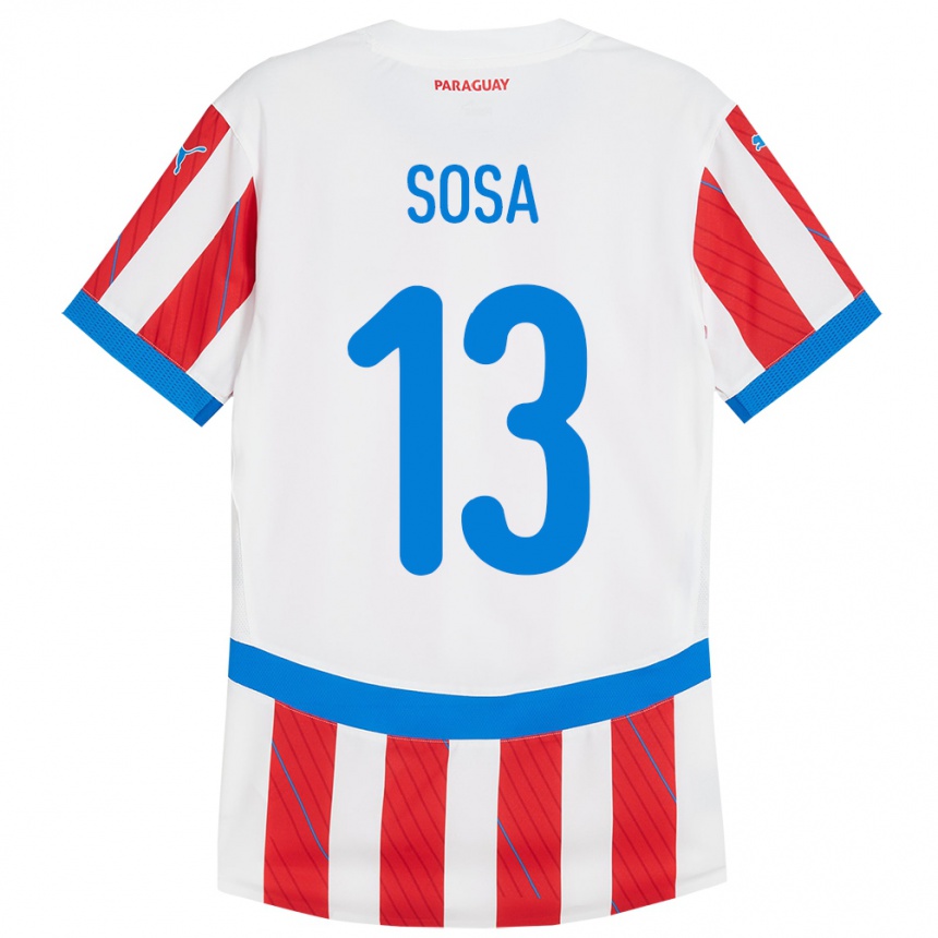 Kids Football Paraguay Alex Sosa #13 White Red Home Jersey 24-26 T-Shirt Canada