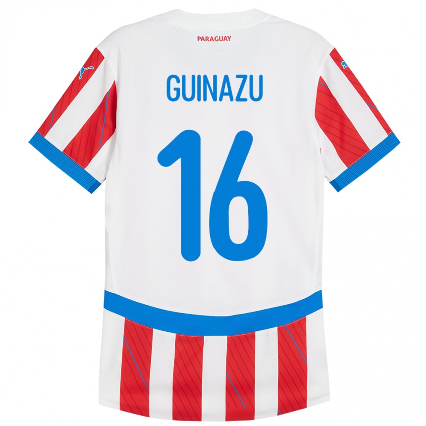 Kids Football Paraguay Lucas Guiñazú #16 White Red Home Jersey 24-26 T-Shirt Canada