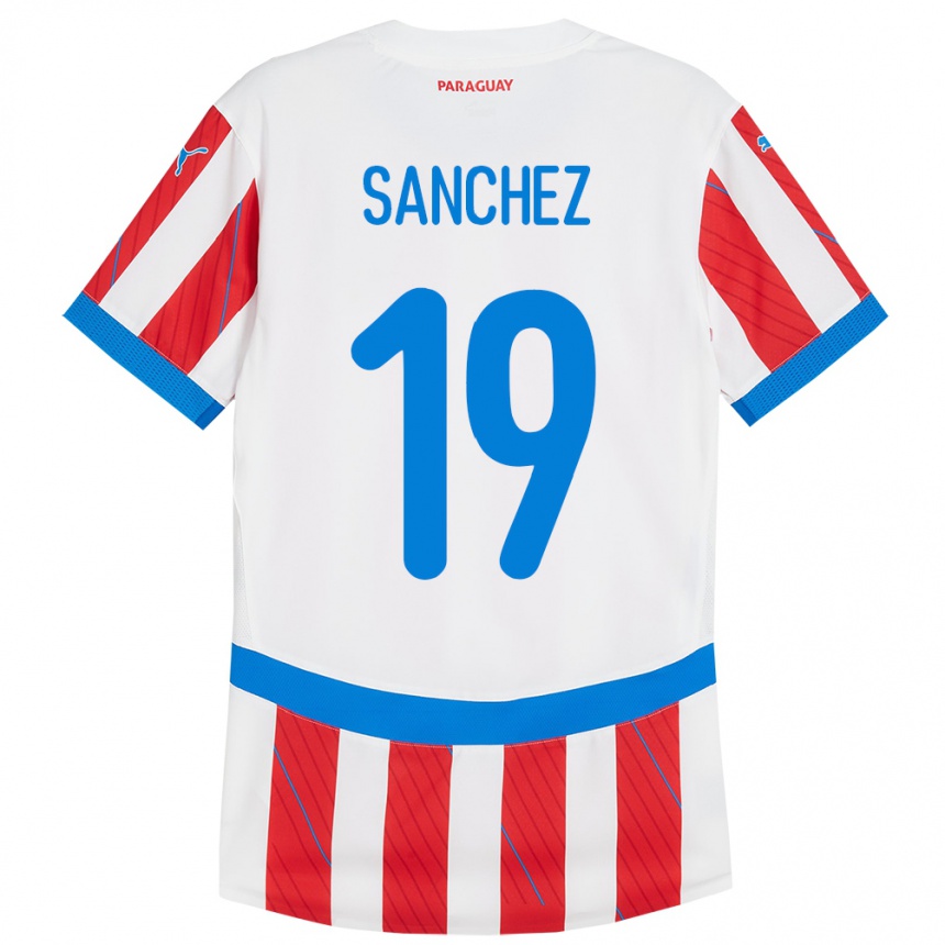 Kids Football Paraguay Juan Sánchez #19 White Red Home Jersey 24-26 T-Shirt Canada