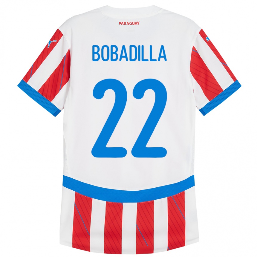 Kids Football Paraguay Dylan Bobadilla #22 White Red Home Jersey 24-26 T-Shirt Canada