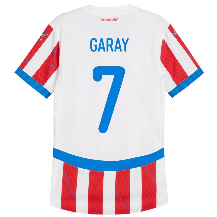 Kids Football Paraguay Griselda Garay #7 White Red Home Jersey 24-26 T-Shirt Canada