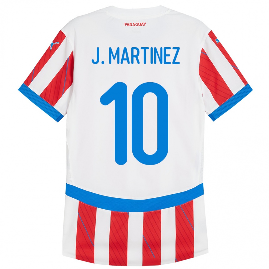 Kids Football Paraguay Jessica Martínez #10 White Red Home Jersey 24-26 T-Shirt Canada