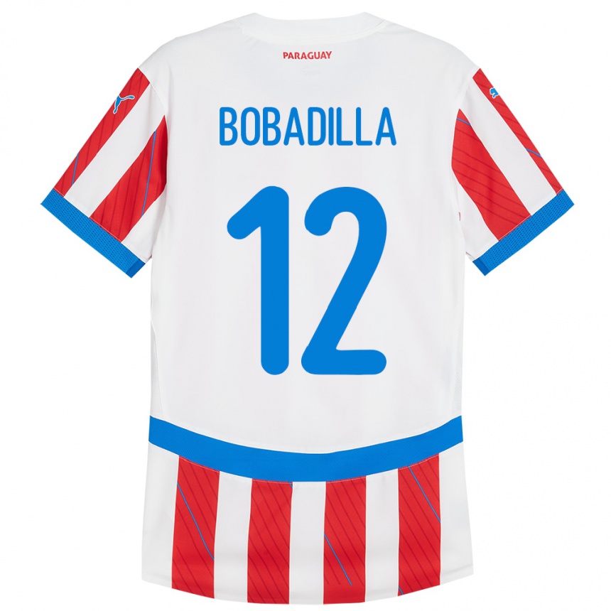 Kids Football Paraguay Alicia Bobadilla #12 White Red Home Jersey 24-26 T-Shirt Canada