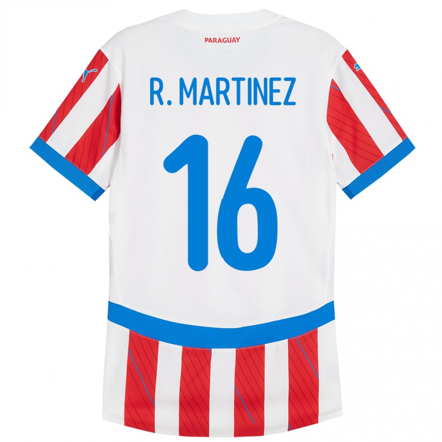 Kids Football Paraguay Ramona Martínez #16 White Red Home Jersey 24-26 T-Shirt Canada