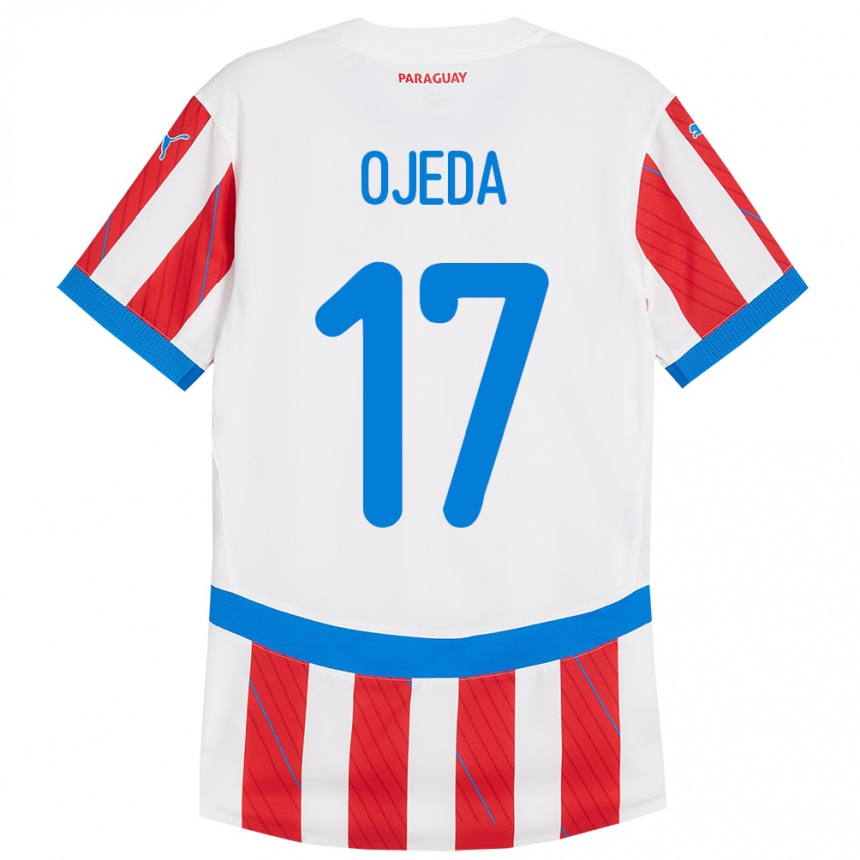 Kids Football Paraguay Deisy Ojeda #17 White Red Home Jersey 24-26 T-Shirt Canada