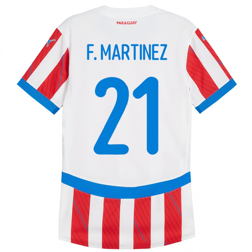 Kids Football Paraguay Fiorela Martínez #21 White Red Home Jersey 24-26 T-Shirt Canada