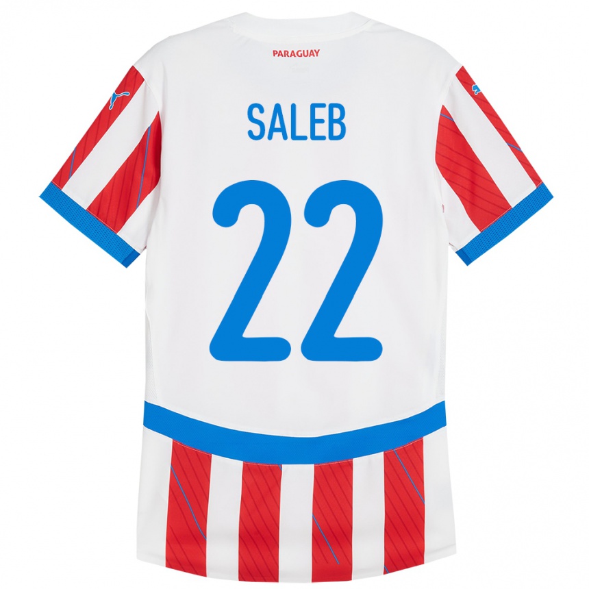 Kids Football Paraguay Gloria Saleb #22 White Red Home Jersey 24-26 T-Shirt Canada