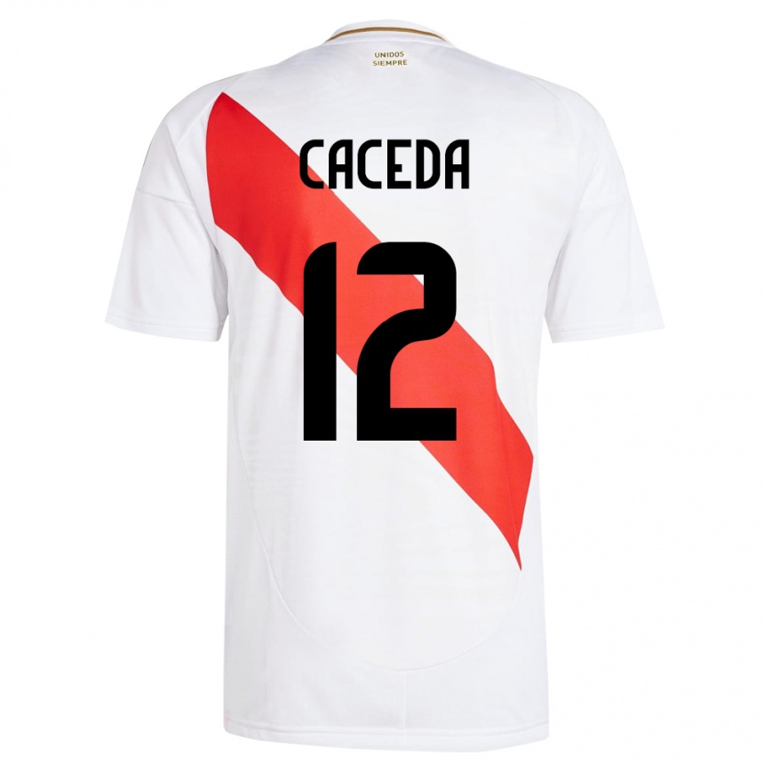 Kids Football Peru Carlos Cáceda #12 White Home Jersey 24-26 T-Shirt Canada