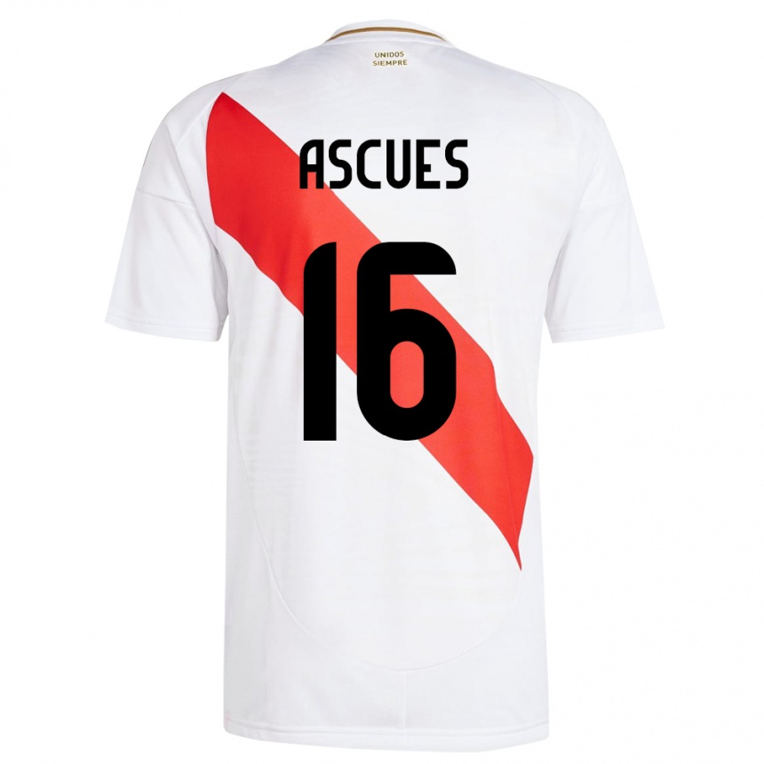 Kids Football Peru Carlos Ascues #16 White Home Jersey 24-26 T-Shirt Canada