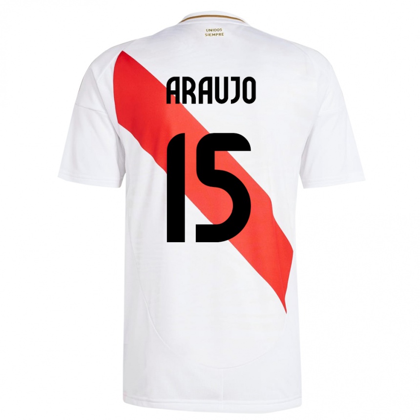 Kids Football Peru Miguel Araujo #15 White Home Jersey 24-26 T-Shirt Canada