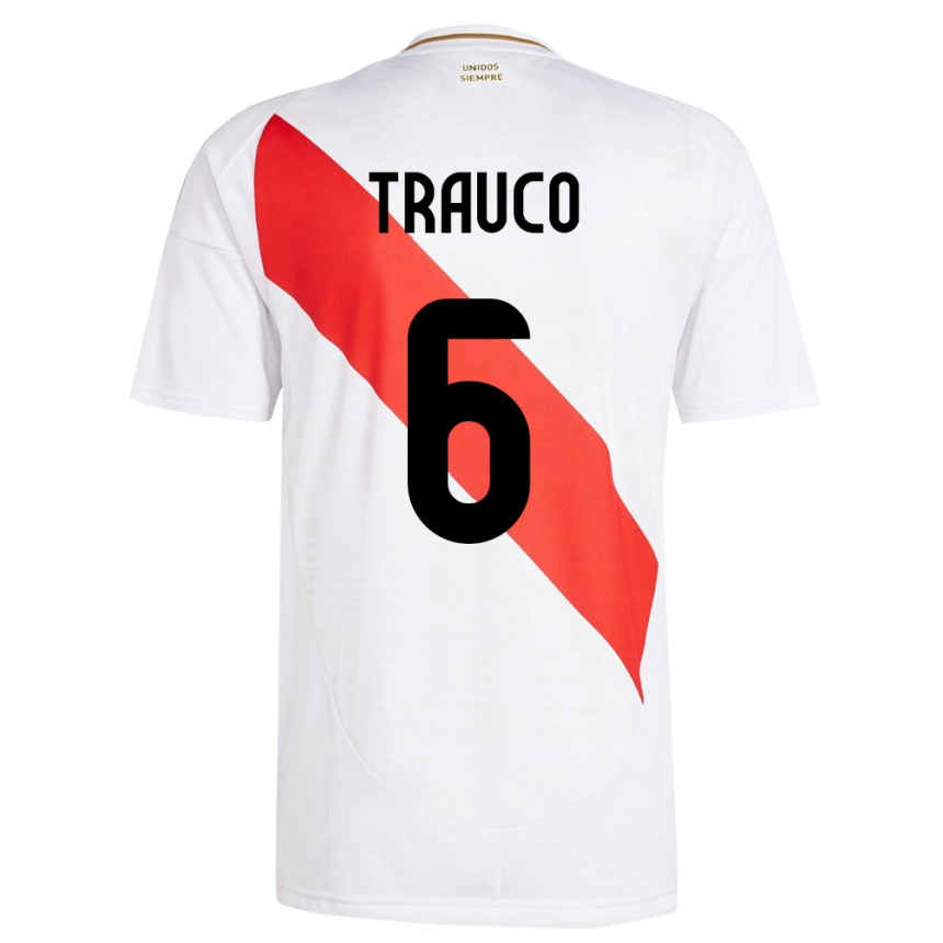 Kids Football Peru Miguel Trauco #6 White Home Jersey 24-26 T-Shirt Canada