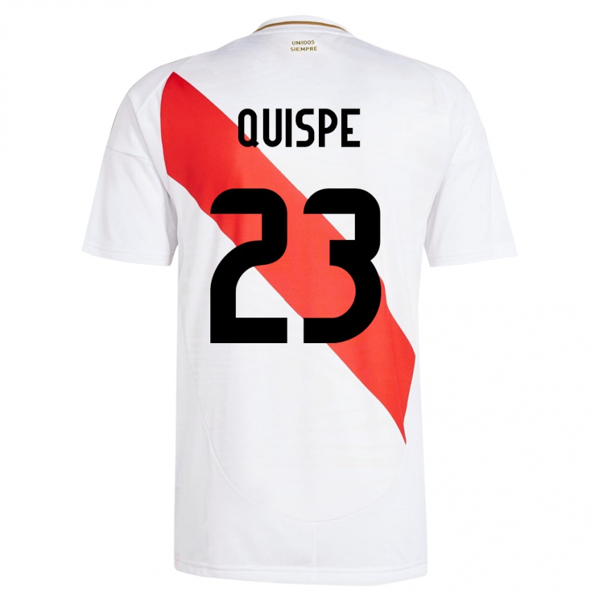 Kids Football Peru Piero Quispe #23 White Home Jersey 24-26 T-Shirt Canada