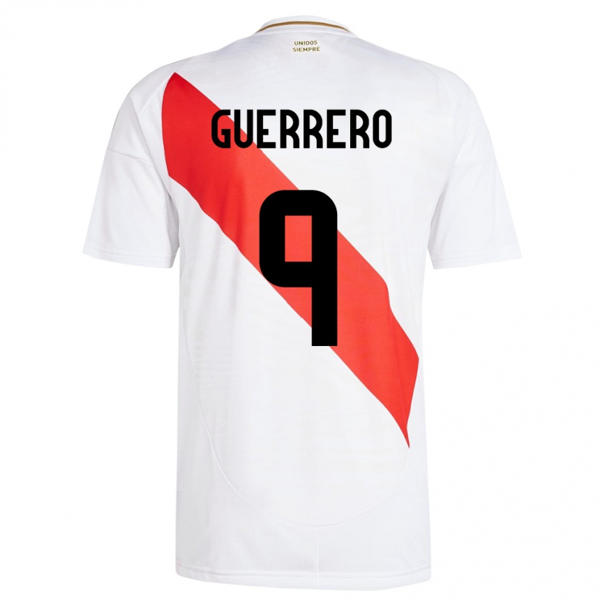 Kids Football Peru Paolo Guerrero #9 White Home Jersey 24-26 T-Shirt Canada