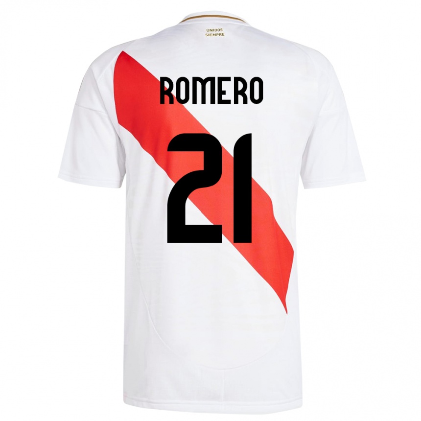 Kids Football Peru Diego Romero #21 White Home Jersey 24-26 T-Shirt Canada