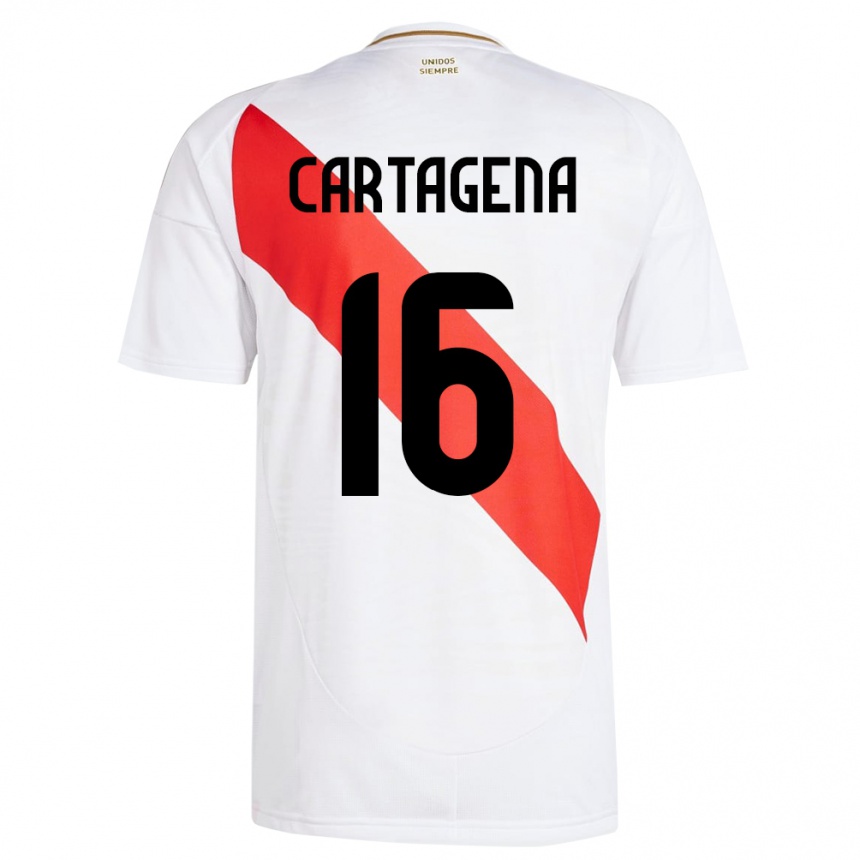 Kids Football Peru Wilder Cartagena #16 White Home Jersey 24-26 T-Shirt Canada