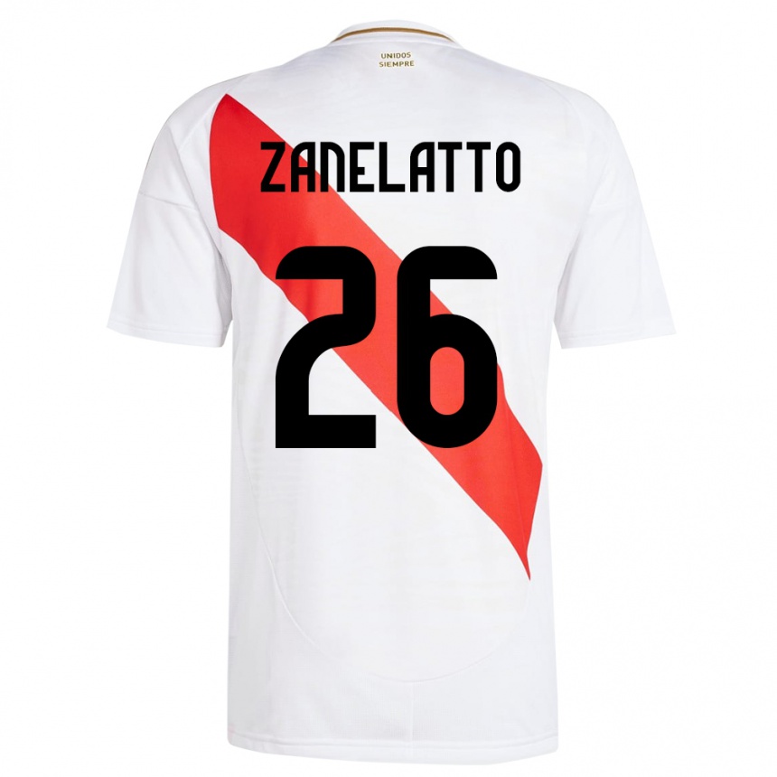 Kids Football Peru Franco Zanelatto #26 White Home Jersey 24-26 T-Shirt Canada