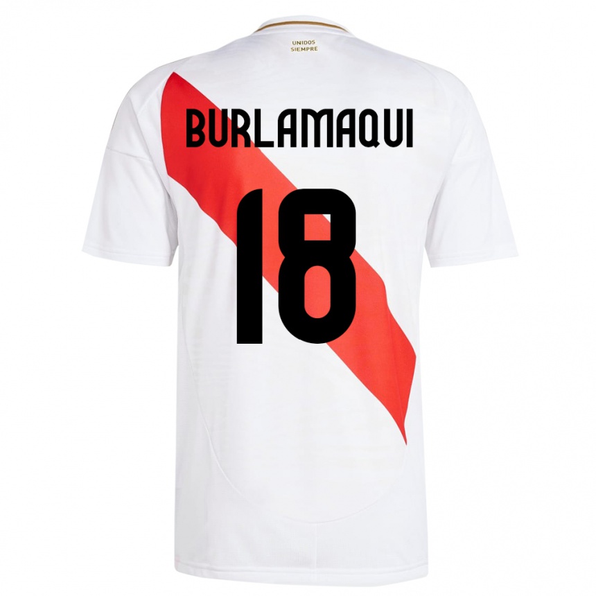 Kids Football Peru Alessandro Burlamaqui #18 White Home Jersey 24-26 T-Shirt Canada