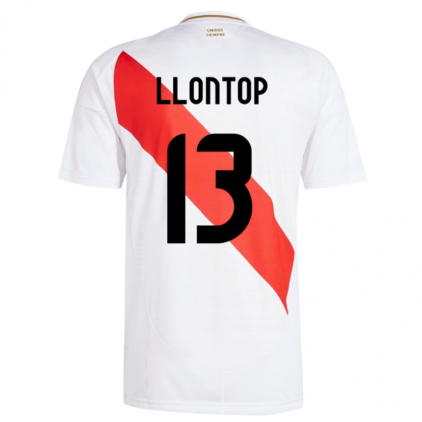 Kids Football Peru Mathías Llontop #13 White Home Jersey 24-26 T-Shirt Canada