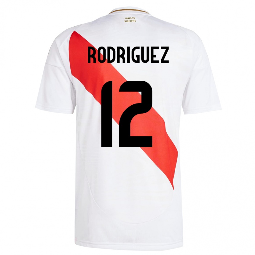 Kids Football Peru Jhefferson Rodríguez #12 White Home Jersey 24-26 T-Shirt Canada