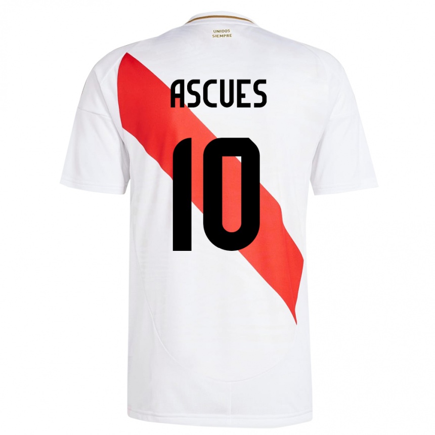 Kids Football Peru Adrián Ascues #10 White Home Jersey 24-26 T-Shirt Canada