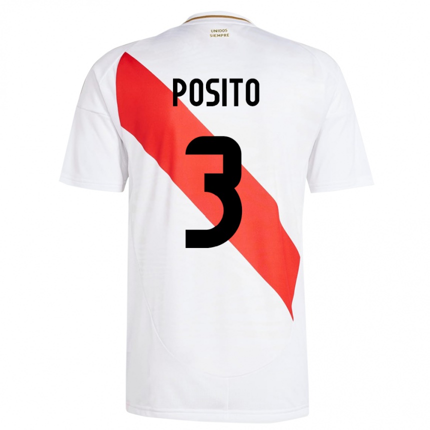 Kids Football Peru Alejandro Pósito #3 White Home Jersey 24-26 T-Shirt Canada