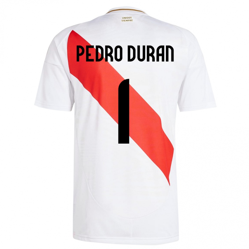 Kids Football Peru Juan Pedro Durán #1 White Home Jersey 24-26 T-Shirt Canada