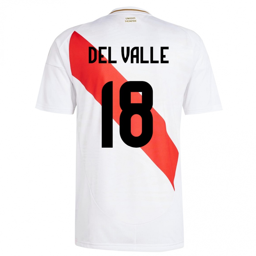 Kids Football Peru Yamir Del Valle #18 White Home Jersey 24-26 T-Shirt Canada