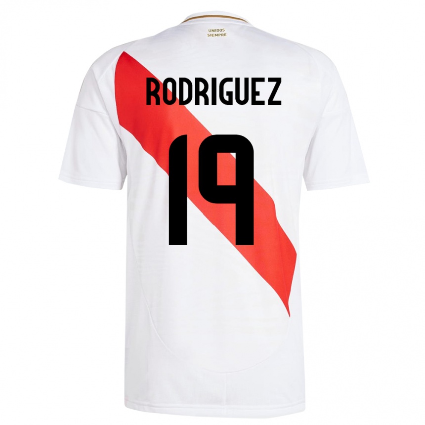 Kids Football Peru Mateo Rodríguez #19 White Home Jersey 24-26 T-Shirt Canada