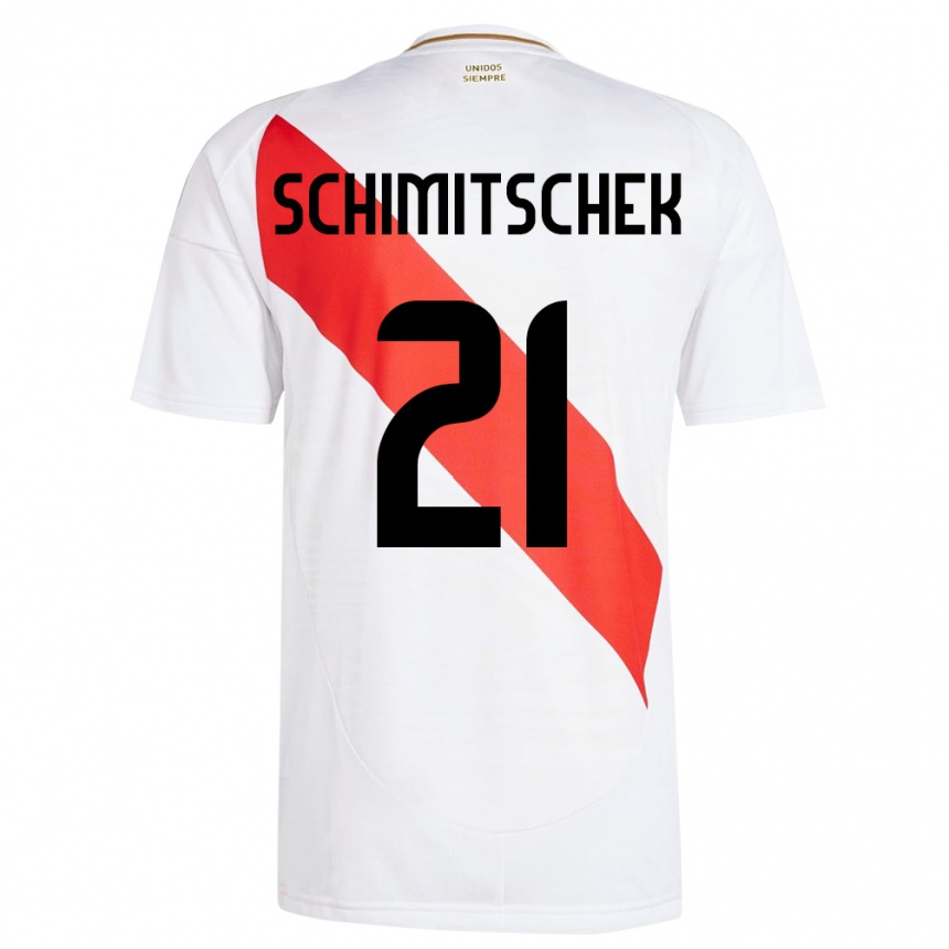 Kids Football Peru Ian Schimitschek #21 White Home Jersey 24-26 T-Shirt Canada