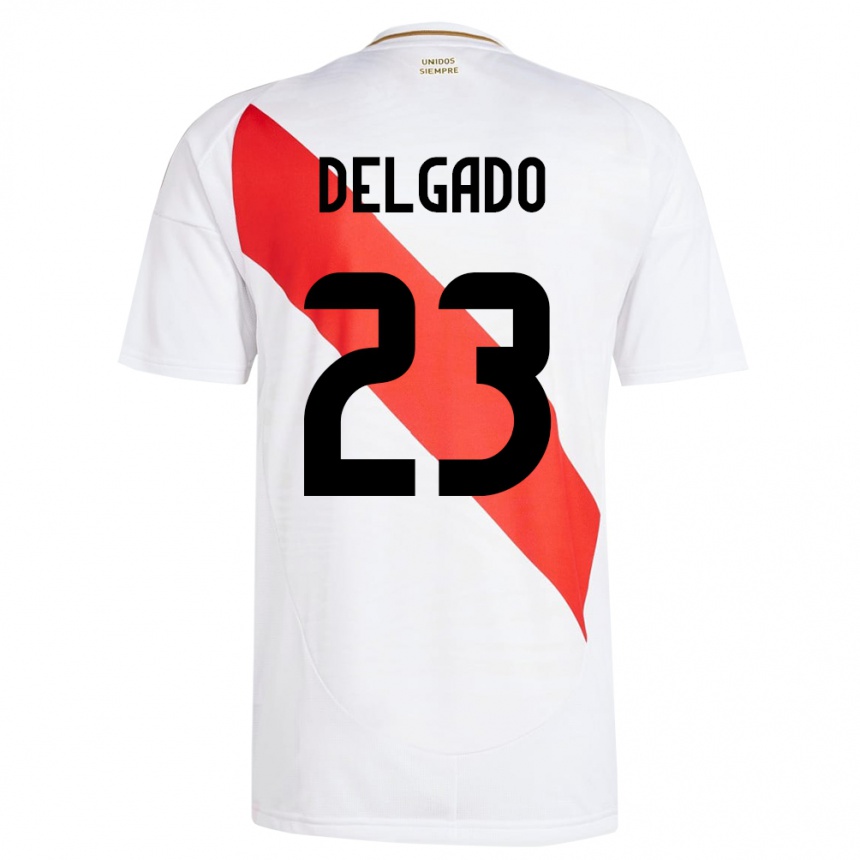 Kids Football Peru Valentino Delgado #23 White Home Jersey 24-26 T-Shirt Canada